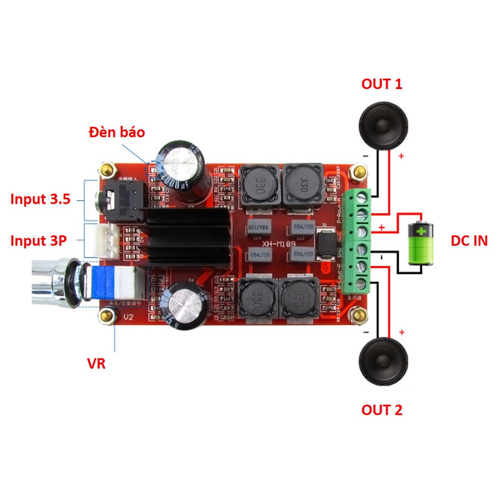 Denshitaro Mạch khuếch đại âm thanh Class D 50Wx 2 Kênh D00-078