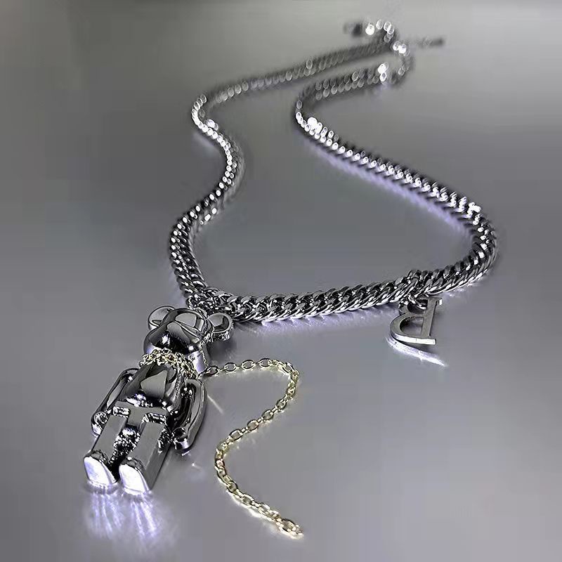 Dây chuyền mặt Gấu dây xích to ULA shop Cá tính Unisex Hàn Quốc hot 2023 VC2