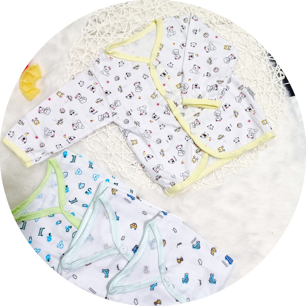 Áo dài tay loại đẹp khuy vẹo cho bé sơ sinh