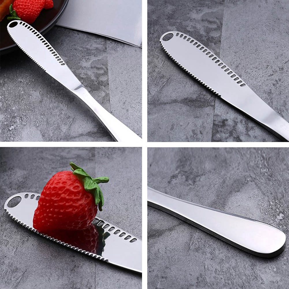 wu929_5511185 3in1 Butter Knife Stainless Steel Butter Curler Spreader with Serrated Edge Butter Knife Bread Butter Cheese Jam Knife