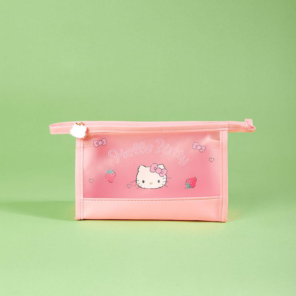 SOMEDAYZL Hellokitty Túi Đựng Mỹ Phẩm / Đồ Vệ Sinh Cá Nhân Họa Tiết Dâu Tây Màu Trong Mờ