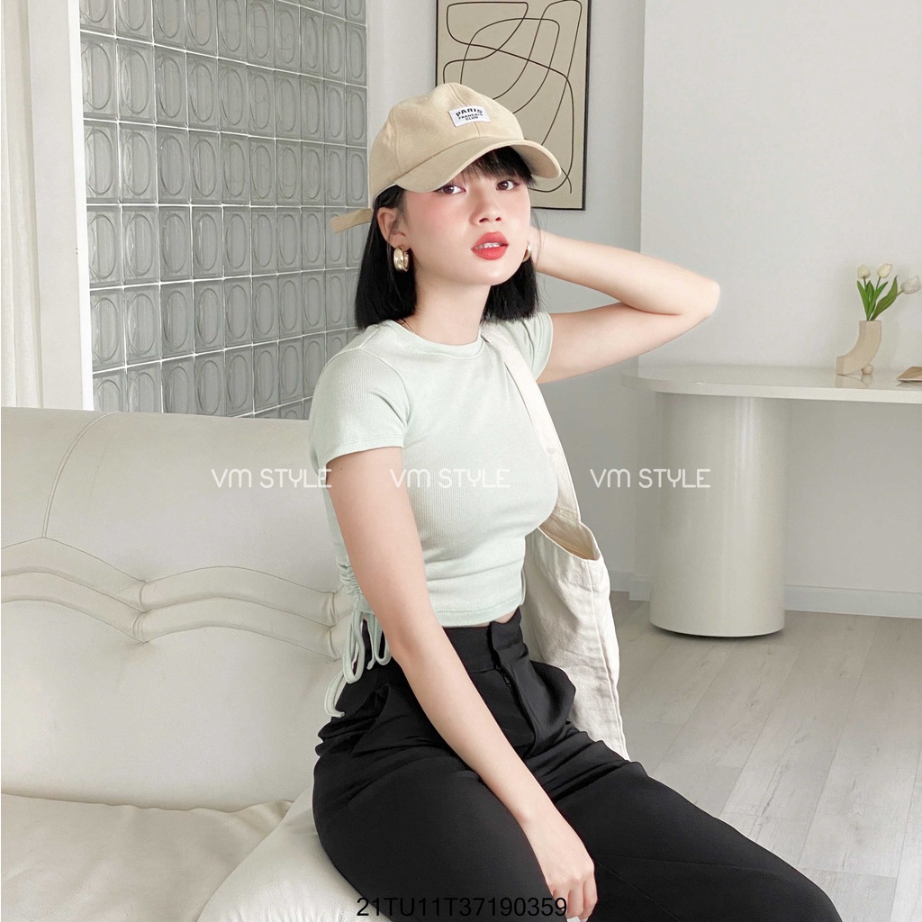 [Mã FAMARAL2 giảm 10K đơn 50K] Áo thun tay ngắn VM STYLE rút dây 2 bên đủ màu thời trang nữ 21TU05T370604-21TU11T371903