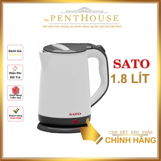 Ấm siêu tốc chính hãng SATO 17ST72, 1.8L, Vỏ Nhựa Cao Cấp Cách Nhiệt..