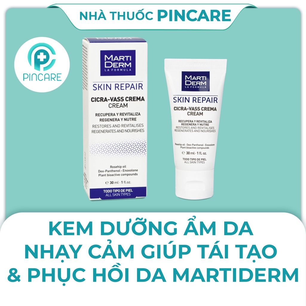 Kem dưỡng phục hồi da MartiDerm Skin Repair Cicra Vass Cream 30ml cho da nhạy cảm - Hàng chính hãng - Nhà thuốc PinCare