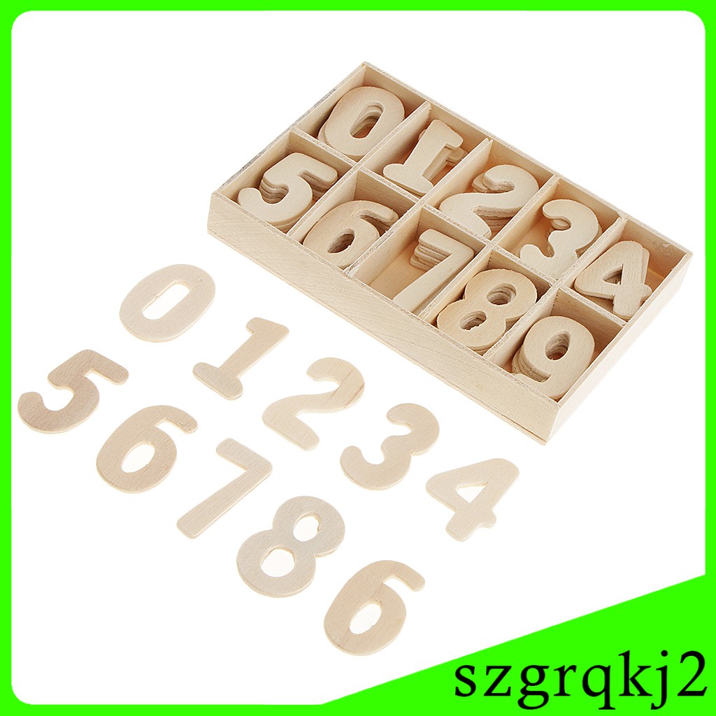 Bộ 60 Chữ Số 0-9 Bằng Gỗ Chưa Sơn Giáo Dục Sớm Cho Bé