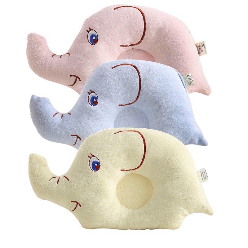 Gối ngủ cotton hình chú voi màu sáng cho bé