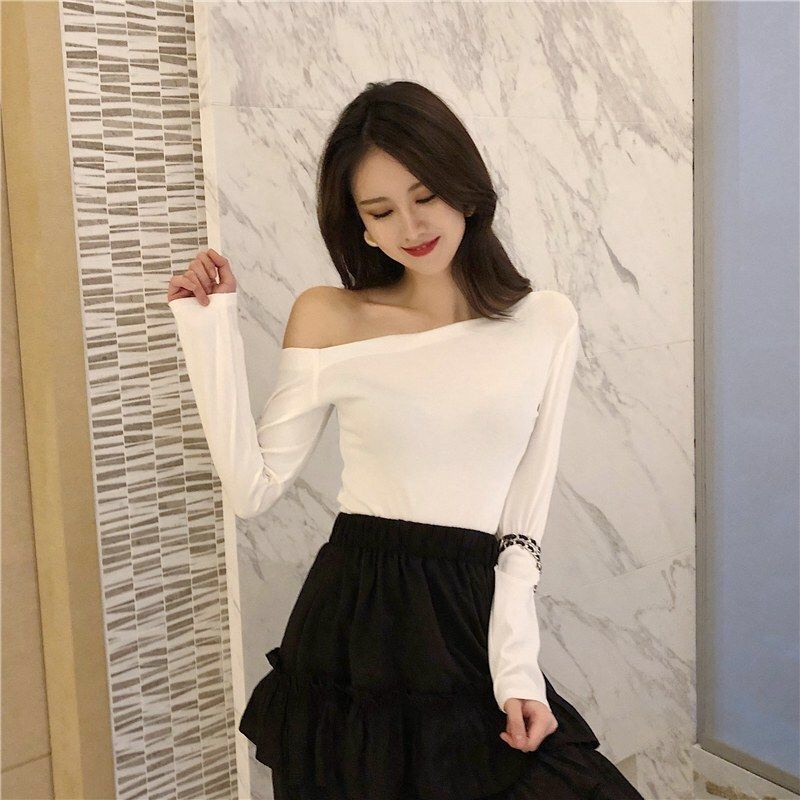 Áo Thun Tay Dài Trễ Vai Thời Trang Quyến Rũ Cho Nữ