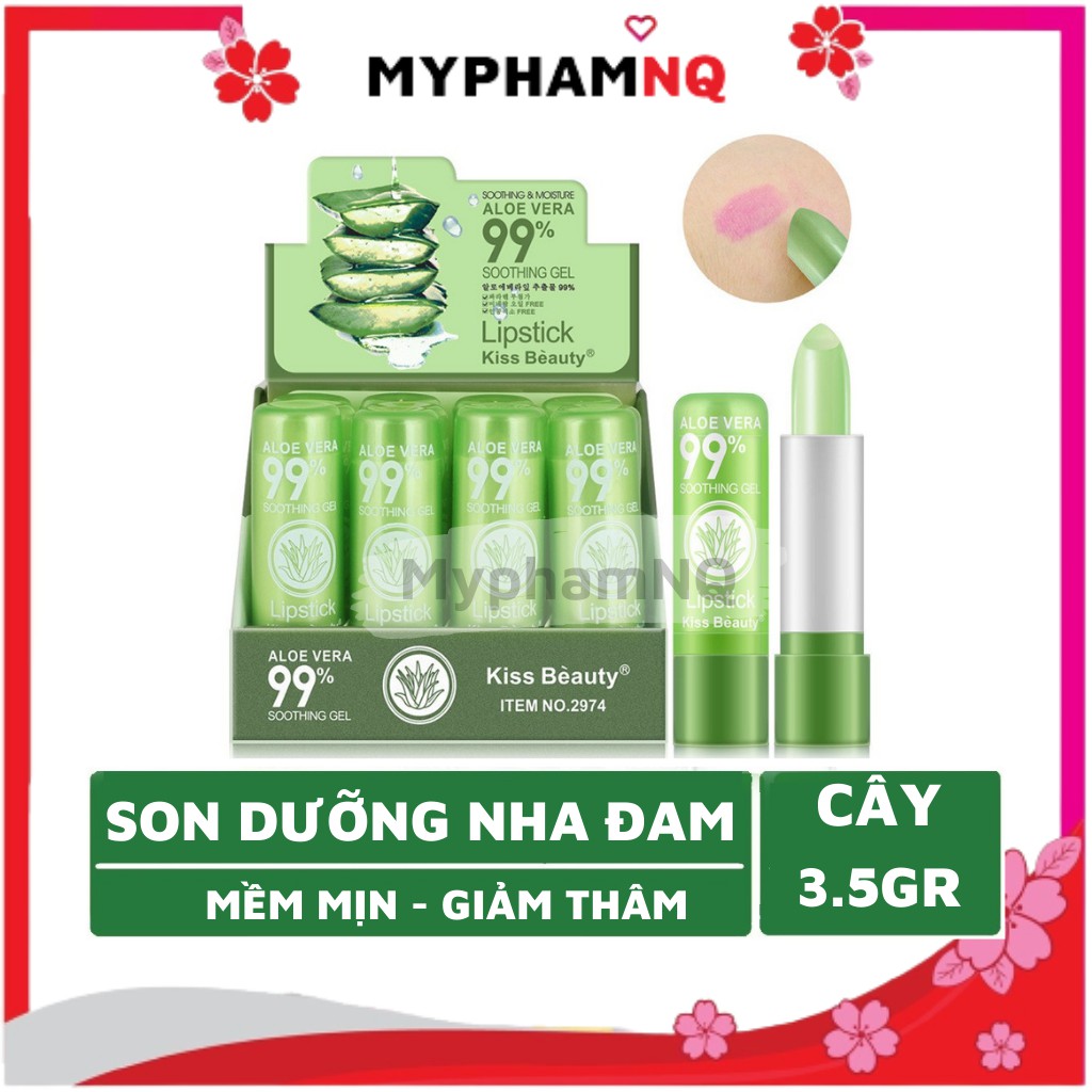 Son Dưỡng Nha Đam Aloe Vera 99% Màu Tự Nhiên Lâu Trôi Có Tính Năng Đổi Màu Môi 3.5g - MyphamNQ