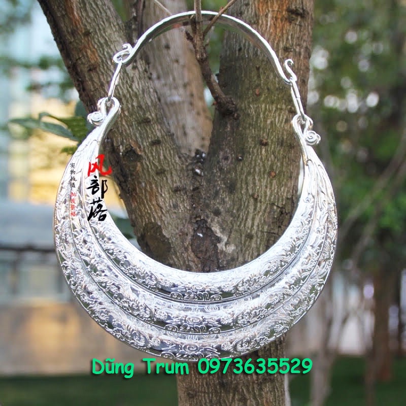 Kiềng cổ 3 tầng liền chất liệu hợp kim sáng đẹp, vòng cổ dân tộc biểu diễn DT001