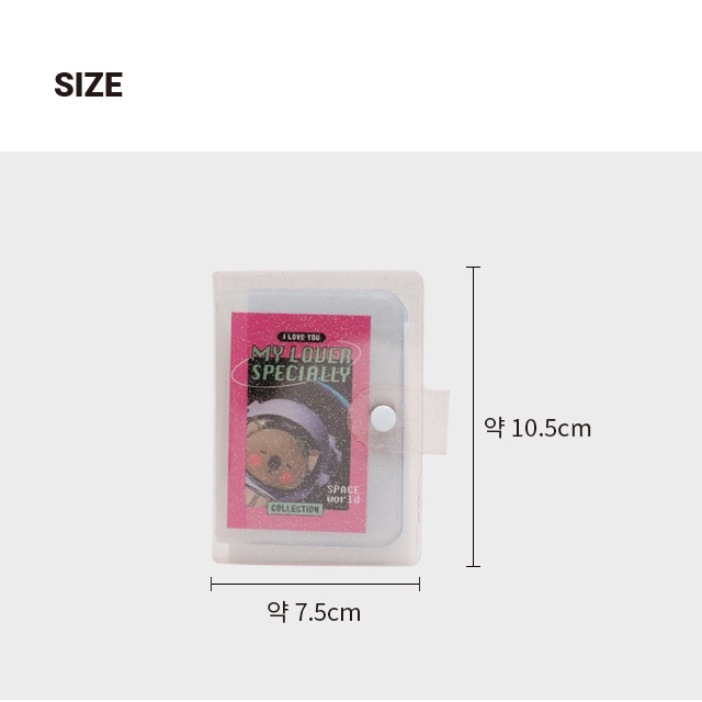 DAISO Collect Book Bộ 12/24 túi đựng thẻ/ảnh/thẻ ảnh bằng PVC trong suốt lấp lánh màu hồng/đen có móc khóa