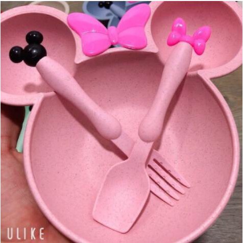 Khay ăn dặm cho bé Mickey kèm thìa và dĩa có hộp đựng