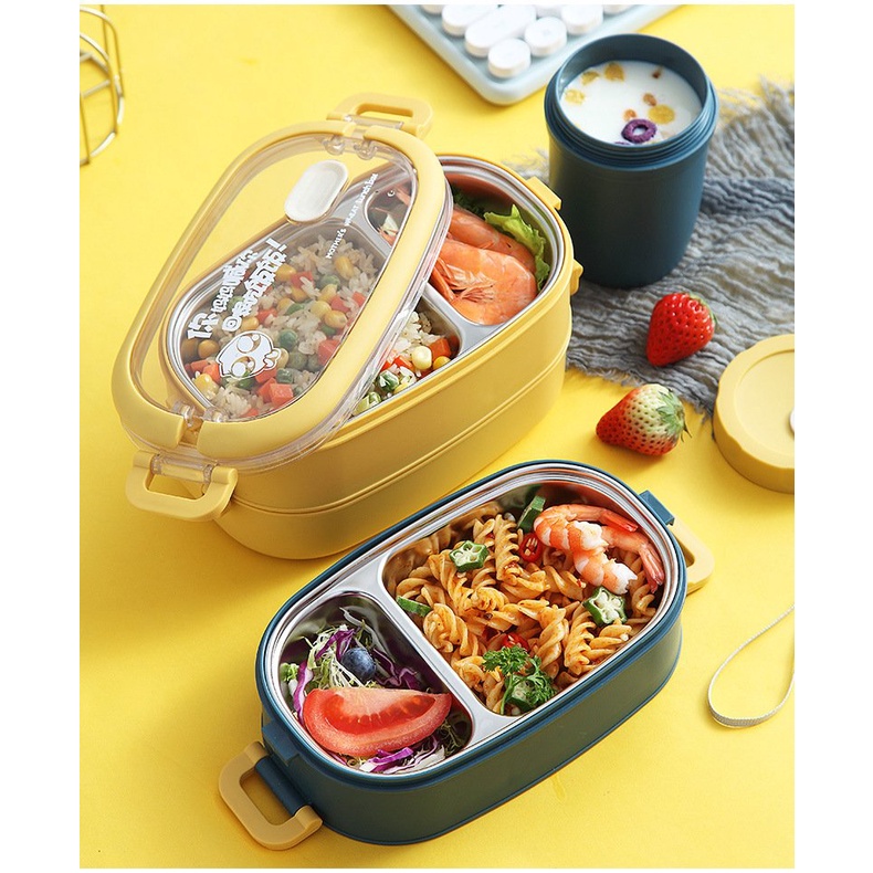 Hộp Cơm Giữ Nhiệt Văn Phòng 2 tầng 3 Ngăn Chất Liệu Tốt Nhất Dùng Trong Thực Phẩm Chịu Nhiệt Chịu Lạnh Tốt- KIT002