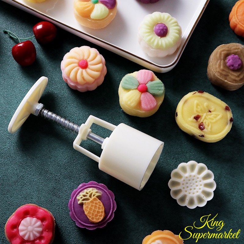 Dụng cụ làm bánh khuôn làm bánh trung thu 125gram 100gram 50gram tặng kèm 4-6 mặt khuân tuỳ loại