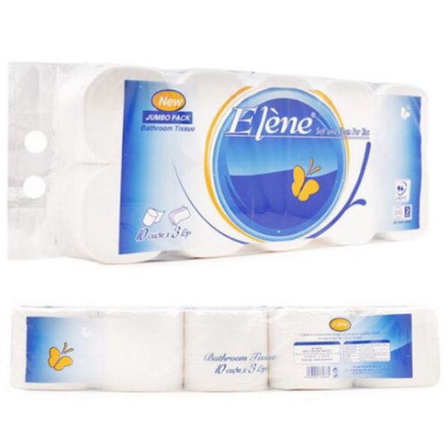 Giấy Vệ Sinh Elene Xanh 3 Lớp Không Lõi (10 Cuộn/Lốc)