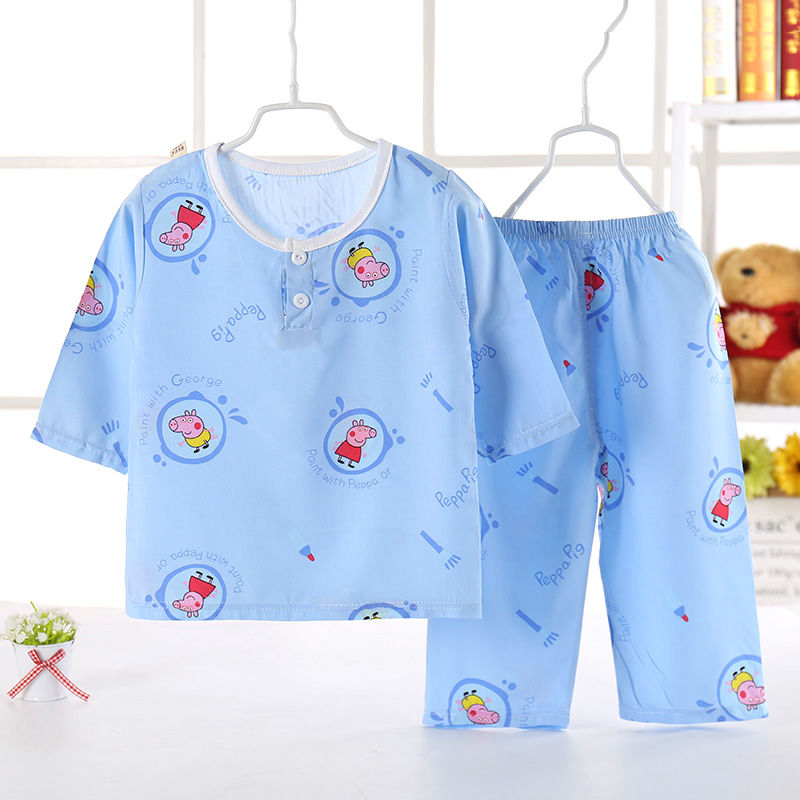 Mùa Hè Mới Trẻ Em Phong Cách Pyjama Set Bé Trai Và Bé Gái Mỏng Bourette Giải Trí Cao Cấp Bộ Đồ Ngủ Bé Gái