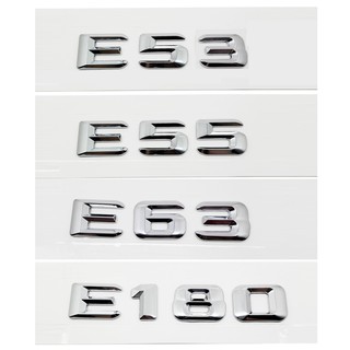 Bảng chữ cái kỹ thuật số được sửa đổi Đen và Bạc E53 E55 E63 E180 E200 E220 E230 E240 E250 E260 Nhãn dán phía sau xe bằng kim loại cho Mercedes Benz Auto ❥ ❈ Chữ cái số Trunk Biểu tượng Huy hiệu Decal