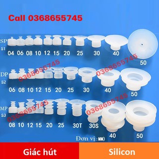 Giác hút chân không 1 tầng - Đầu nối vào phi 8, Silicon (Cốc hút chân không 1 tầng - Đầu nối vào phi 8)