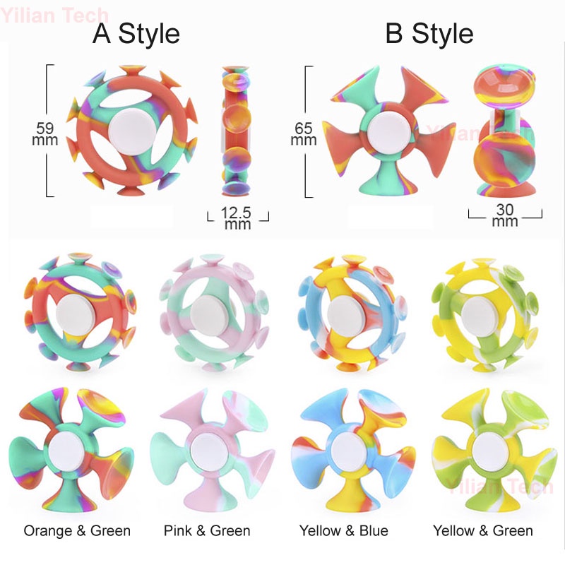 Con Quay Đồ Chơi Fidget Spinner BằNg Silicone NhiềU MàU, GiúP GiảM stress Cho Trẻ Em