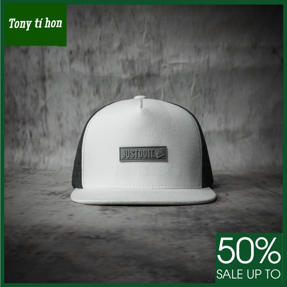 Tony tí hon_ tặng quà khi mua_ Mũ nón kết lưỡi trai nam nữ Snapback Just Do It trắng đen cao cấp, cao cấp