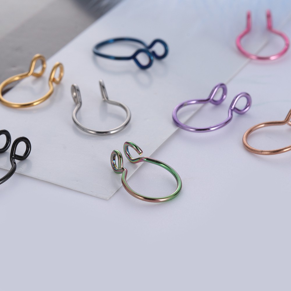 Khuyên mũi giả bằng thép không gỉ 8mm nhiều màu sắc thời trang sành điệu dành cho nữ