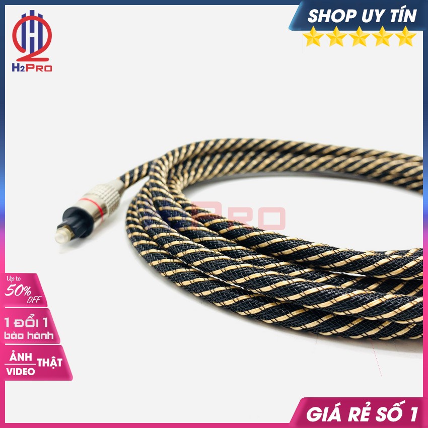 Dây Quang Optical Toslink Cao Cấp Dài 2M 3M 5M, Dây Optical Âm Thanh Quang Bọc Dù Chống Gập, Đứt Gãy-H2Pro Audio
