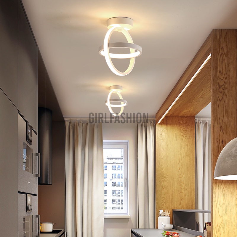 Modern LED Ceiling Lamp Dual Ring Chandeliers Fixture Living Room Pendant Light