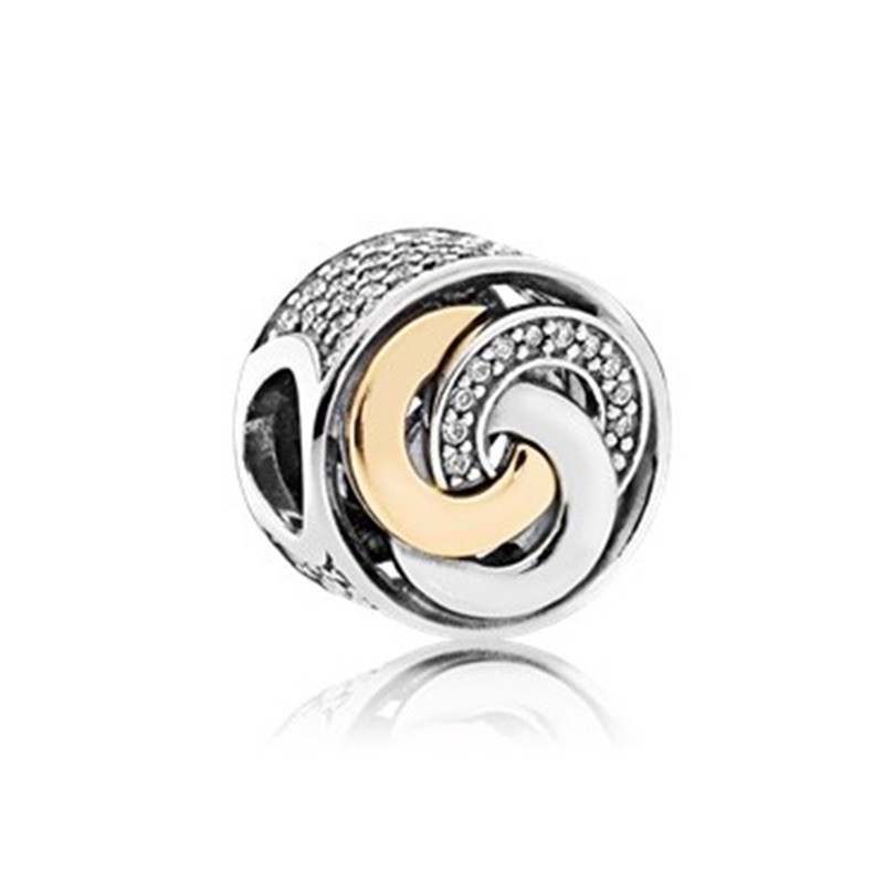 charm pan xỏ ngang phối vàng trắng bạc s925