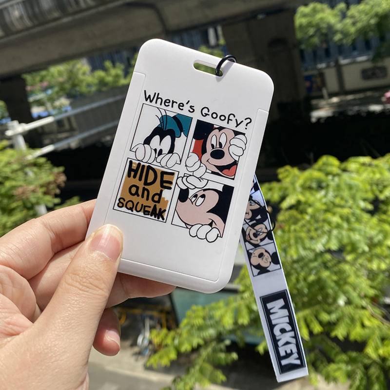 Bao Đựng Thẻ ID Hình Chuột Mickey Có Dây Đeo Tiện Dụng