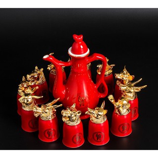 Bộ ấm chén hình 12 con giáp cao cấp