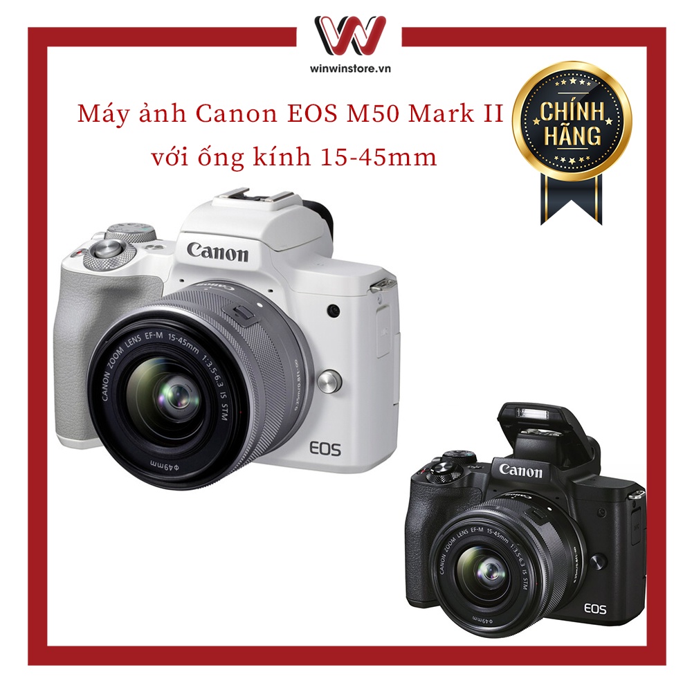 Máy ảnh Canon EOS M50 II EFM1545mm ( Đen / Bạc )