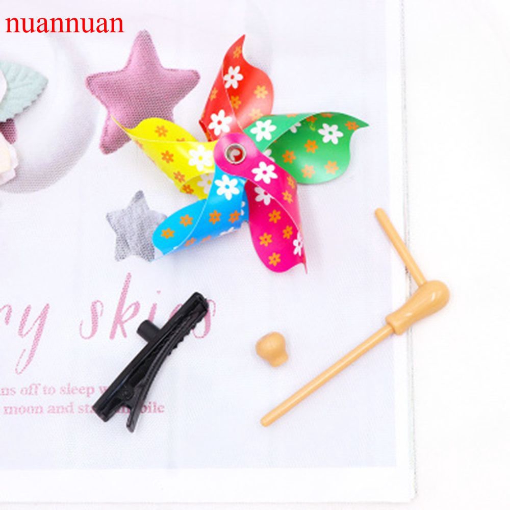 Kẹp tóc nhựa hình chiếc chong chóng 3D màu sắc cầu vồng xinh xắn