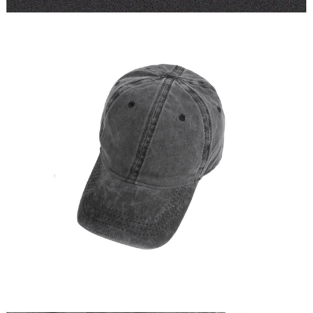 Mũ bóng chày che nắng vành cong mềm mại màu xám giặt được thiết kế đơn giản phong cách đường phố 22