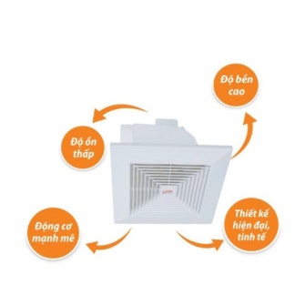 Quạt hút gió Âm Trần nhà tắm wc Asia, nhiều kích thước, màu trắng, nhựa ABS siêu bền, độ ồn thấp.
