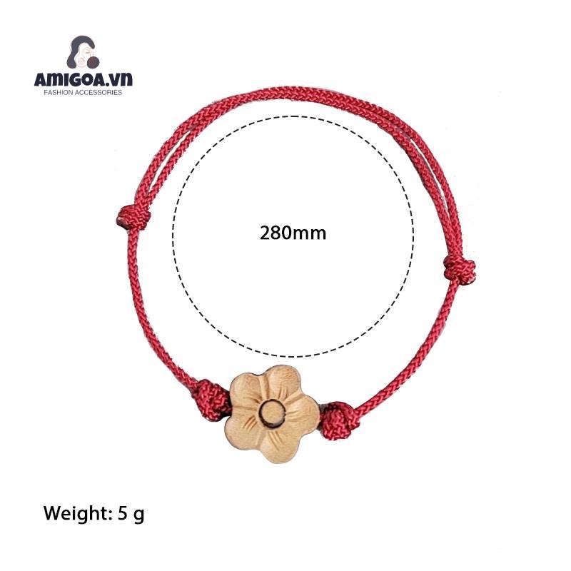✨✨Vòng Đeo Tay May Mắn Dây Bện Mặt Gỗ Đào Chạm Khắc Hoa Mận Xinh Xắn