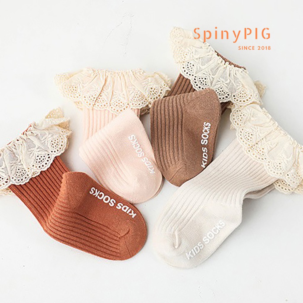 Tất cao cổ cho bé gái 0-3 tuổi chất liệu cotton viền ren cực kỳ xinh xắn