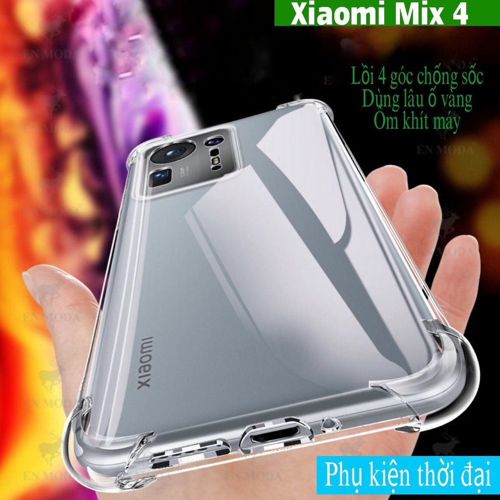 Ốp lưng Mi Mix 4 silicon dẻo trong suốt lồi 4 góc siêu bền hạn chế ố vàng