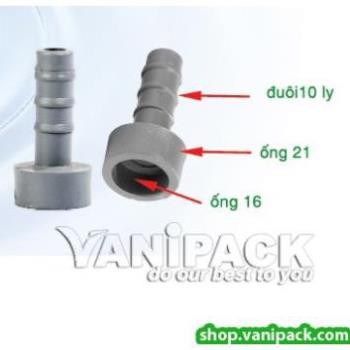 Nối ống 16mm - 21mm đuôi 10 ly PVC N16-21-10ly (Bịch 20 cái)