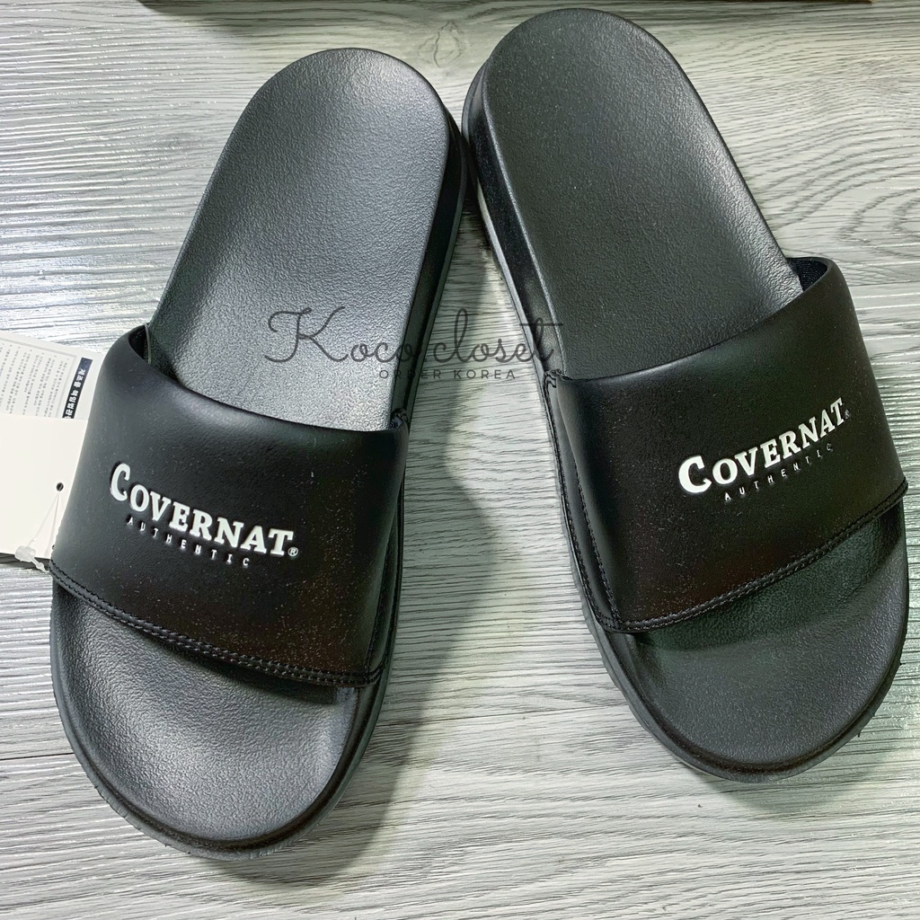 Dép Covernat Authentic Logo Slide màu Đen Chính hãng Hàn Quốc