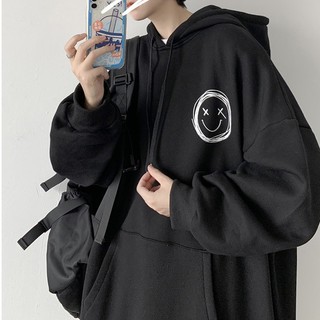 Áo Hoodie Dài Tay Dáng Rộng In Hình Mặt Cười Độc Đáo Thời Trang Mùa Xuân Thu Cho Nam