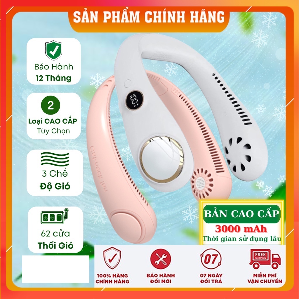 💥Giá Sỉ💥 Quạt Mini Đeo Cổ Thông Minh Không Cánh Tốc Độ Mạnh Thổi 360 Độ