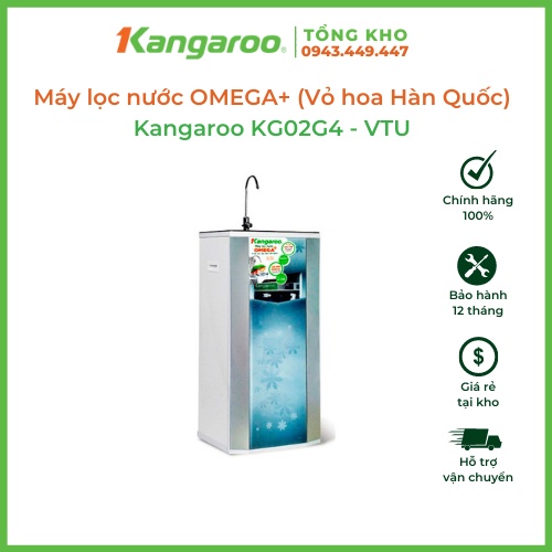 Máy lọc nước Kangaroo OMEGA+ KG02G4-VTU model mới 2021 (Vỏ hoa Hàn Quốc) 9 cấp lọc với 4 cấp lọc thô