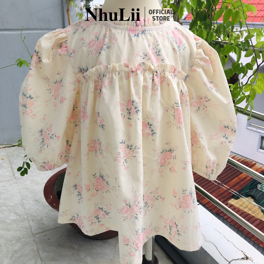 Đầm bé gái NHULII đầm hoa tiểu thư cho bé 8 đến 17 kg NI024