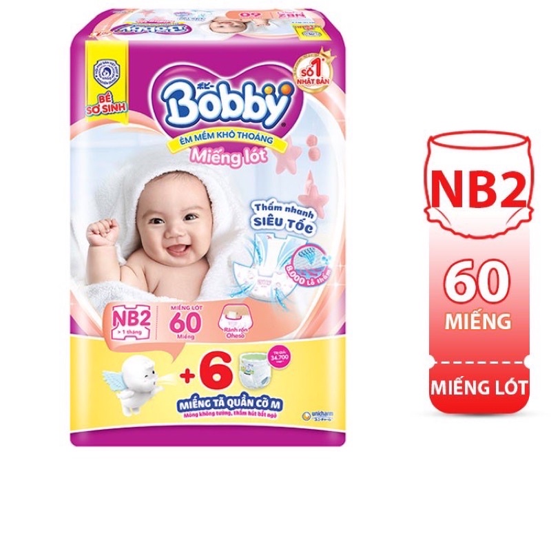 Miếng lót sơ sinh Bobby Fresh Newborn 2 60 miếng