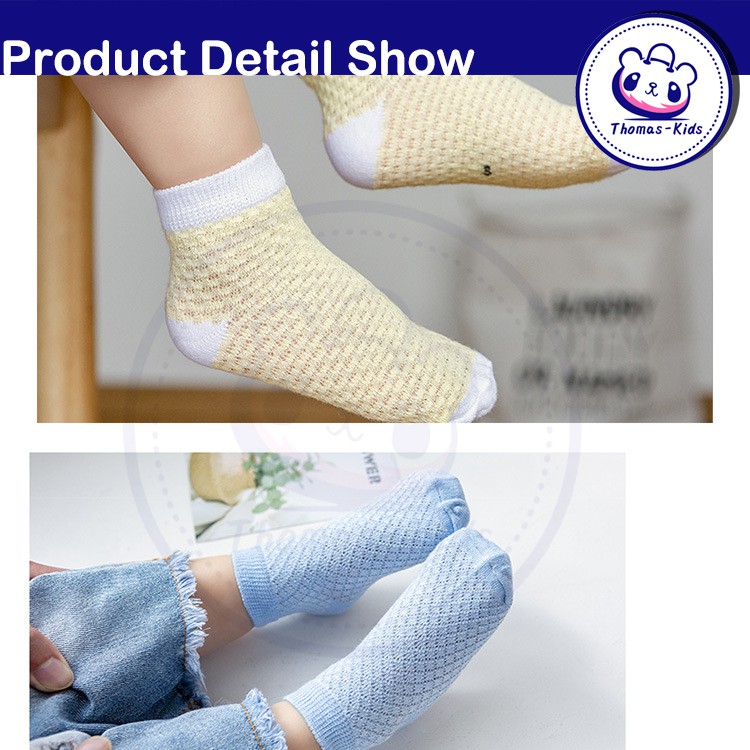 Set 5 Đôi Vớ Phối Lưới Thoáng Khí Thoải Mái Dễ Thương Cho Bé 0-7 Tuổi