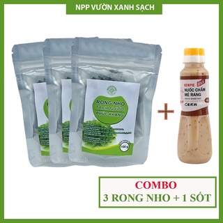 Rong nho / Tách nước ( Combo 3 gói rong nho ,1 Sốt mè rang 180ml ) Rong Phúc Khang gói 100G /Khách hòa - Tươi