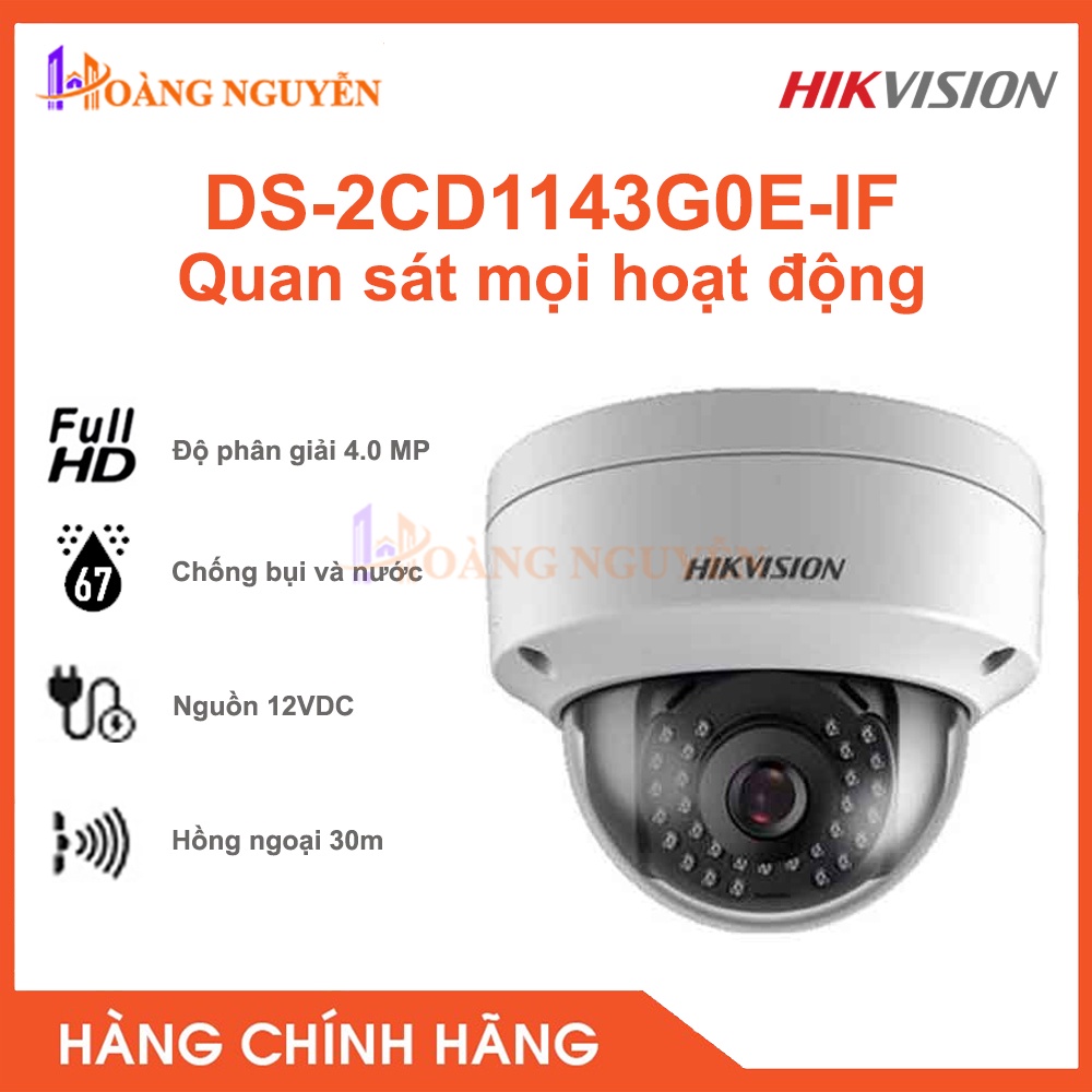 [NHÀ PHÂN PHỐI] Camera Hikvision DS-2CD1143G0E-IF 4MP - Tầm Xa Hồng Ngoại 30m,  Chống Ngược Sáng DWDR