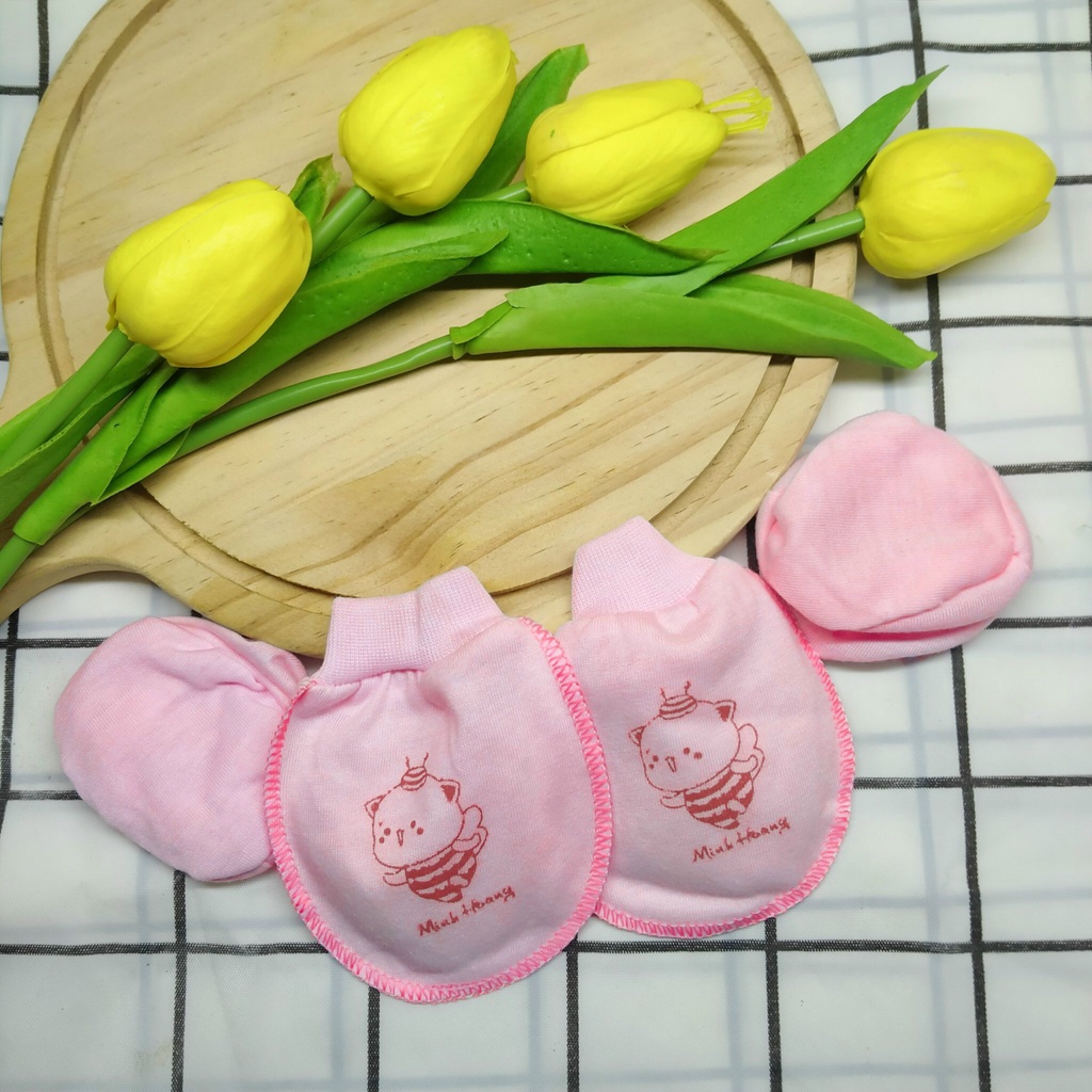 Bao tay sơ sinh, bao chân,[1sét gồm bao tay, bao chân] Loại cổ bo cho bé trai/gái từ 0-3m