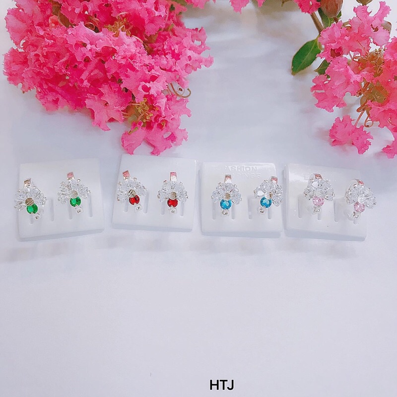 BÔNG TAI BẤM TRÒN HÌNH QUẠT CHO BÉ GÁI CỰC XINH- CHUẨN BẠC TA