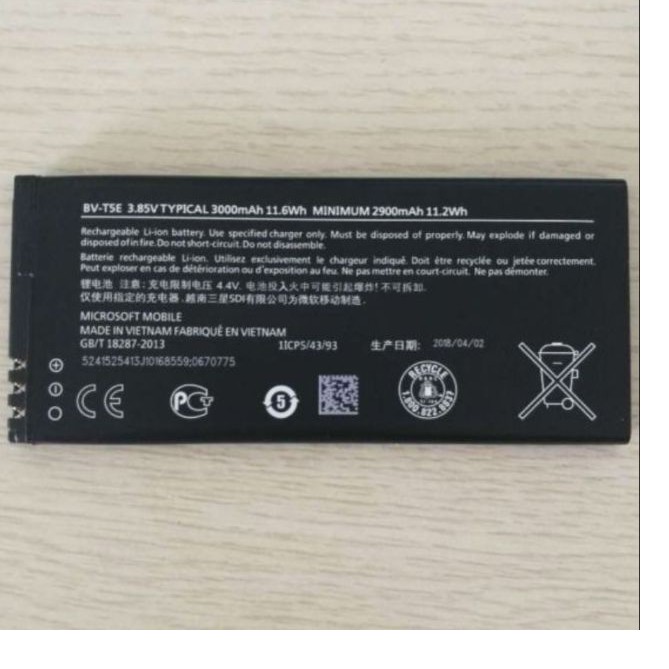 Pin xịn Microsoft Lumia 950 (BV-T5E) Dung Lượng 3000mAh bh 6 tháng