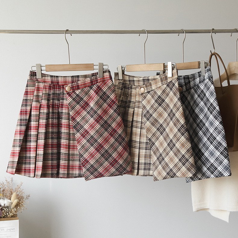 Váy caro xếp li đắp tà - BQZ210238 | BigBuy360 - bigbuy360.vn